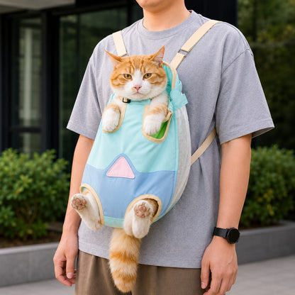 Ortekor Hands-Free Cat Carrier Backpack for Walks & Vet Visits - Breathable Front & Back Travel Bag