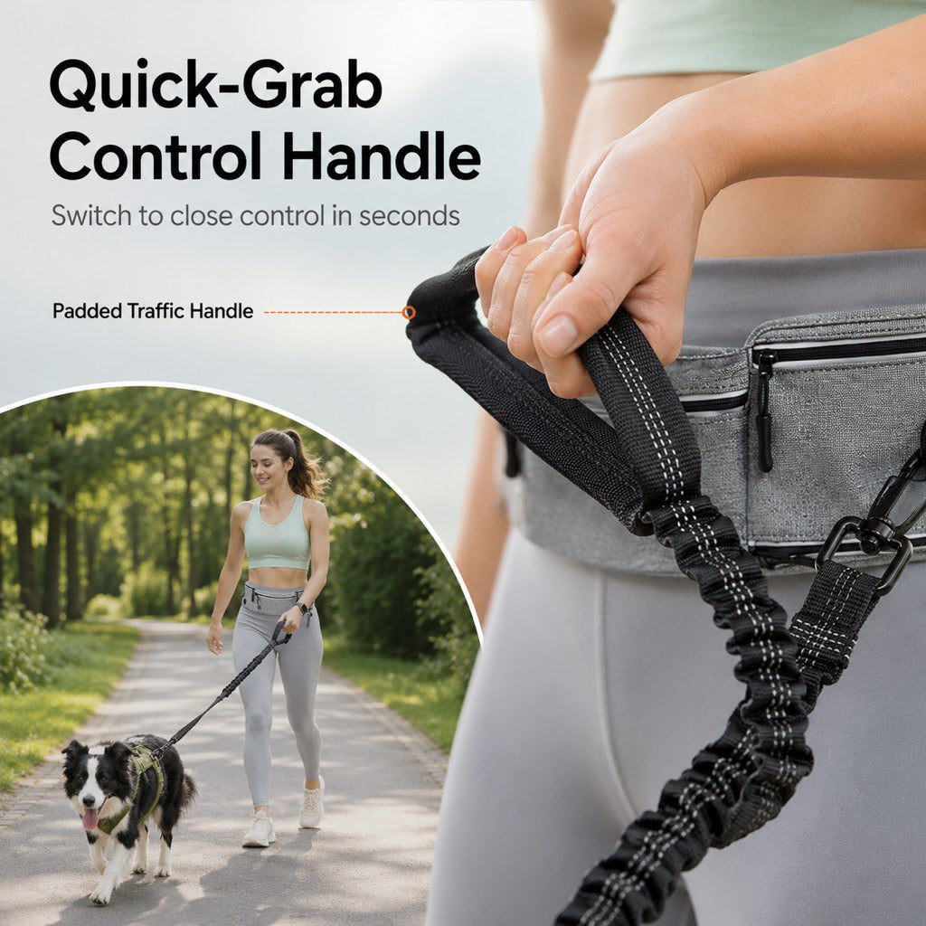 Ortekor Hands-Free Dog Running Leash Waist Belt – Shock Absorbing & Reflective, Perfect for Jogging, Hiking & Outdoor Walks with Your Dog