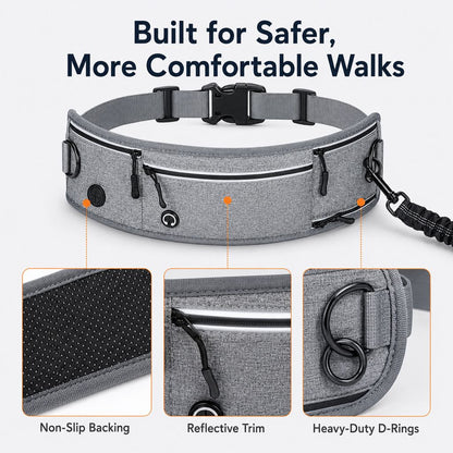 Ortekor Hands-Free Dog Running Leash Waist Belt – Shock Absorbing & Reflective, Perfect for Jogging, Hiking & Outdoor Walks with Your Dog