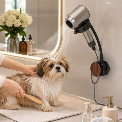 Ortekor Hands-Free Pet Grooming Hair Dryer Holder for At-Home Bath Time - Repositionable Suction Mount with 360 Flexible Arm