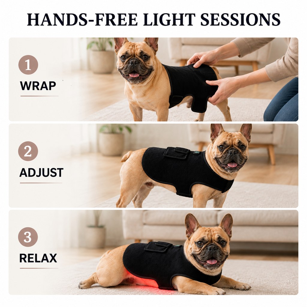 Ortekor Pet Red Light Therapy Vest for Dogs & Cats – 660nm + 850nm Near-Infrared for Back, Hip, Joint & Muscle Comfort – USB or Rechargeable