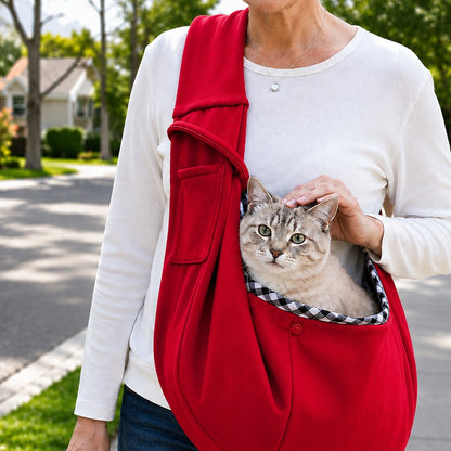 Ortekor Hands-Free Pet Sling Carrier for Small Dogs & Cats - Wide Strap Shoulder Bag for Walks, Errands & Vet Visits