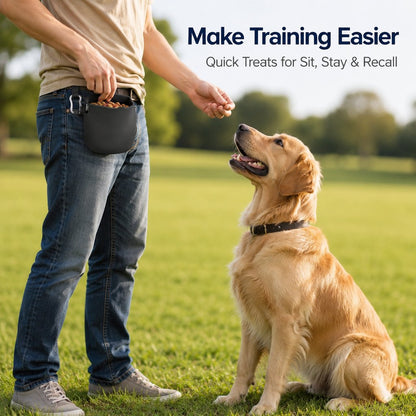 Ortekor Hands-Free Silicone Dog Treat Pouch for Walks & Training - Easy-Clean Reward Bag That Keeps Pockets Mess-Free