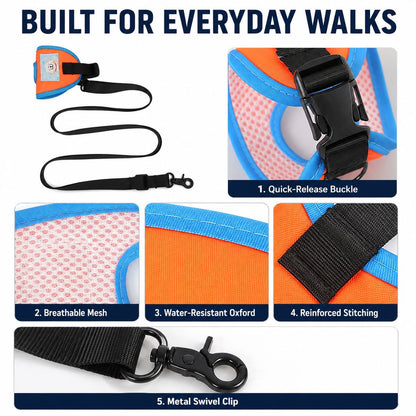 Ortekor Hands-Free Wrist Dog Leash for Daily Walks – Adjustable 3.8–7.2 ft Lead with Breathable Wrist Strap to Keep Your Hands Free