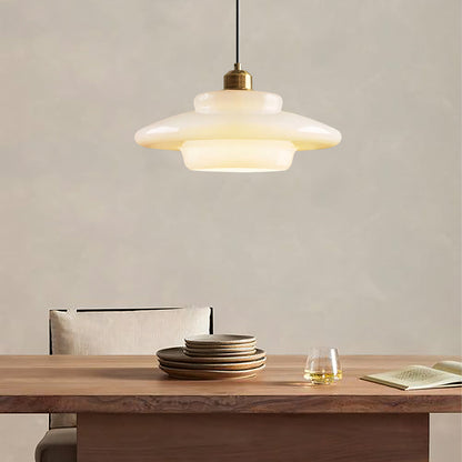 White Glass Hanging Ceiling Fixture 12.6 in Adjustable Cord Modern Island Light for Kitchen Dining Room Bedroom Foyer E27 Base Art Deco Styl