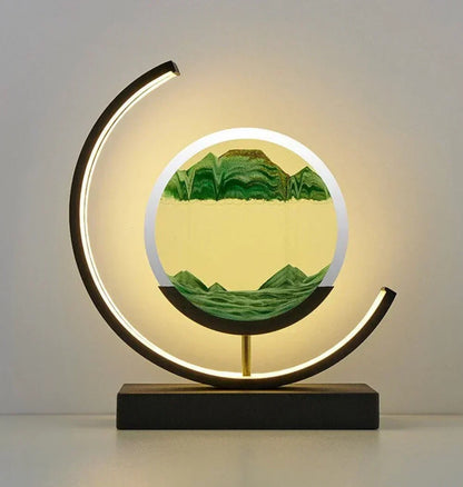 Illuminated Sand Art Table Lamp with Dual Color Glow for Bedroom Nightstand Desk Home Office Living Room Ambient Lighting Decor
