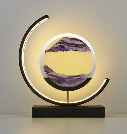 Illuminated Sand Art Table Lamp with Dual Color Glow for Bedroom Nightstand Desk Home Office Living Room Ambient Lighting Decor