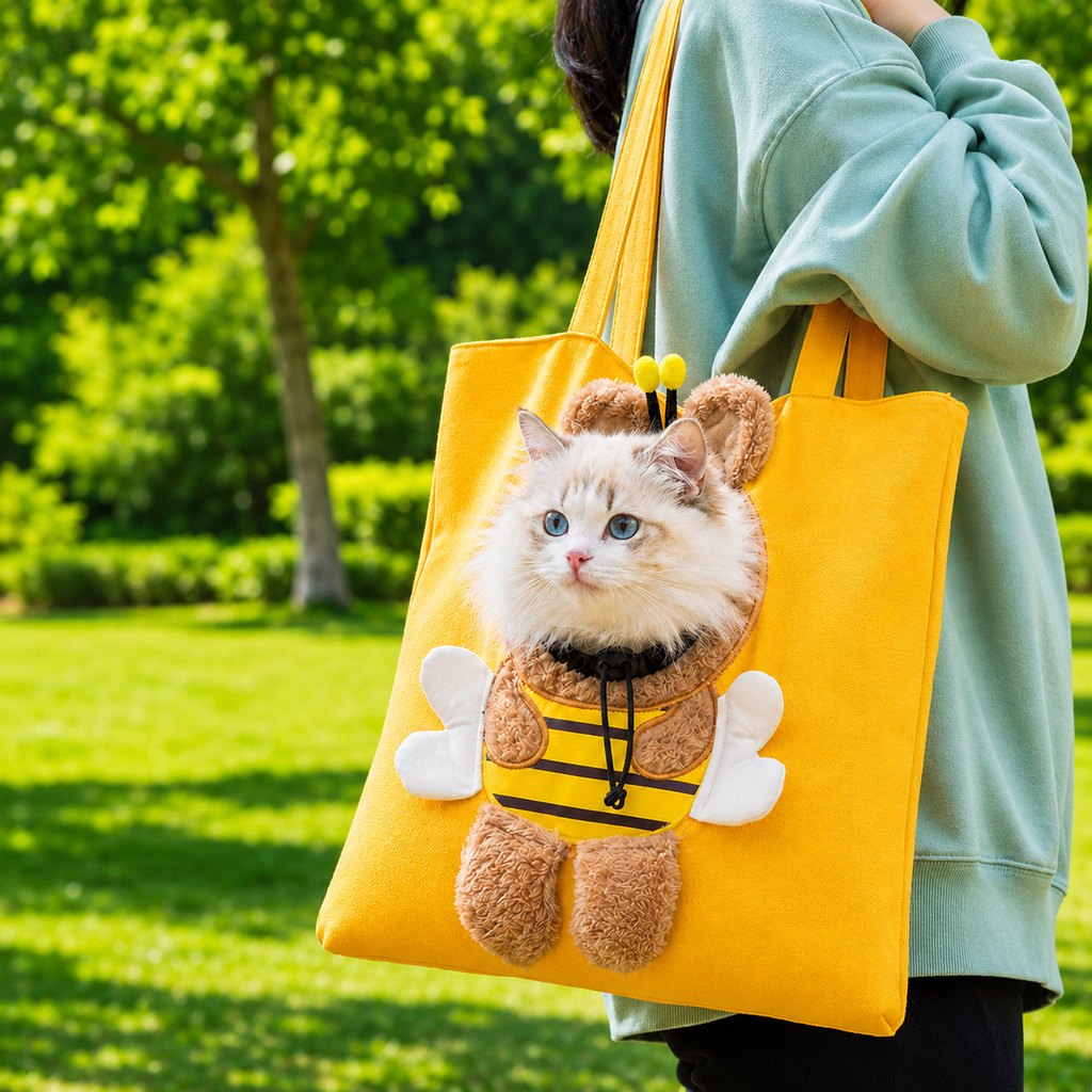 Ortekor Head-Out Cat Carrier Tote for Walks & Vet Visits - Lightweight Canvas Pet Bag for Cats & Small Dogs