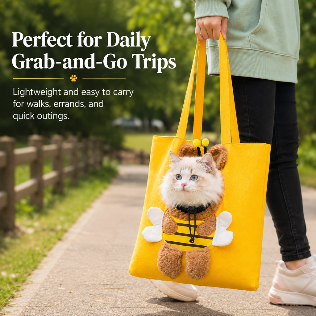 Ortekor Head-Out Cat Carrier Tote for Walks & Vet Visits - Lightweight Canvas Pet Bag for Cats & Small Dogs