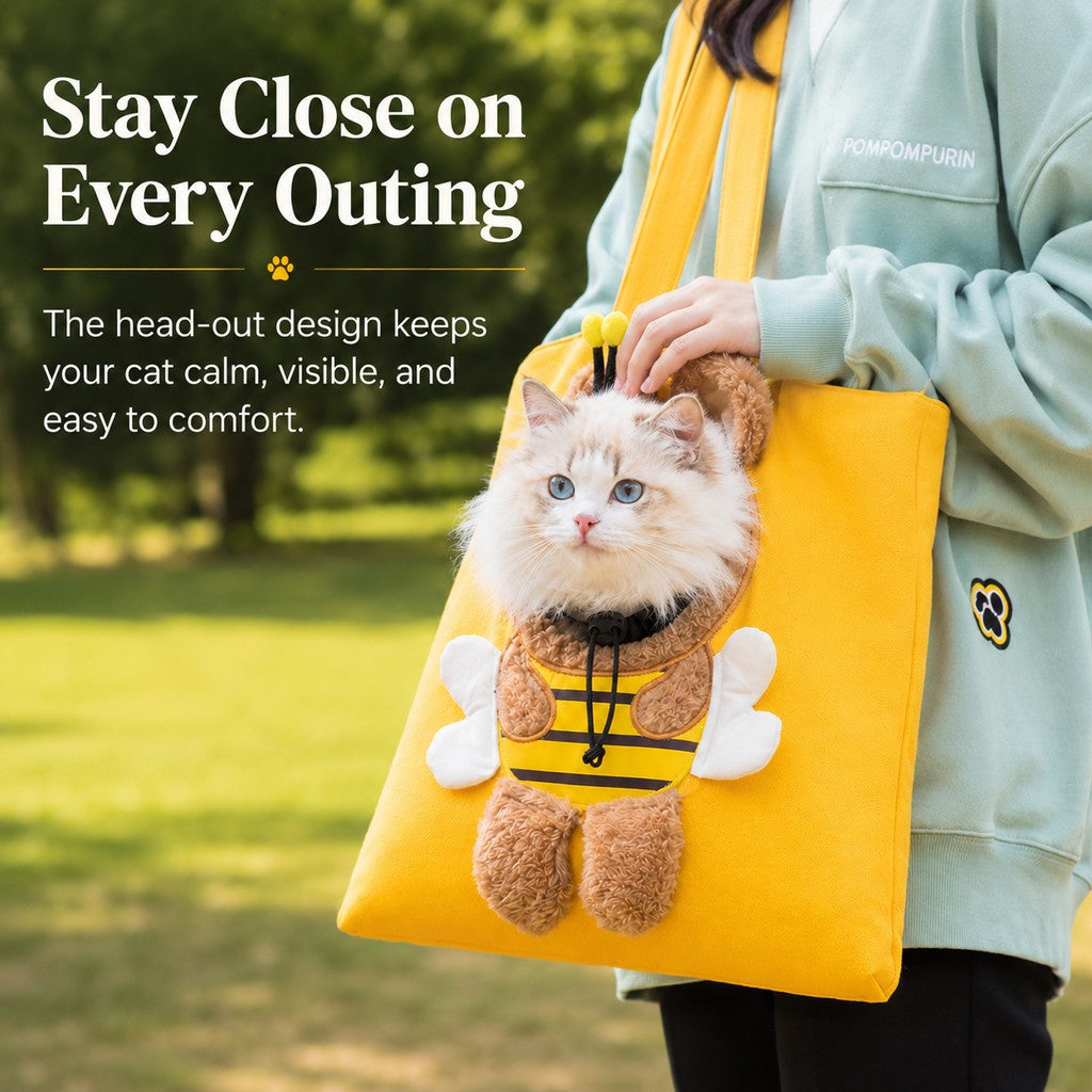 Ortekor Head-Out Cat Carrier Tote for Walks & Vet Visits - Lightweight Canvas Pet Bag for Cats & Small Dogs