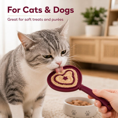 Ortekor Heart Pet Licking Wand for Cats & Dogs - Handheld Soft Treat Feeder for Yogurt, Wet Food & Pumpkin Puree