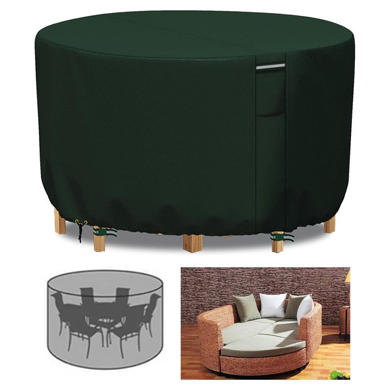 Weatherproof Circular Patio Table Cover with Ventilation – 600D Oxford Fabric, Adjustable Drawstring, UV-Resistant Protection for Round