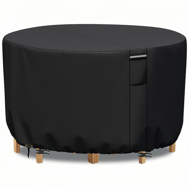 Weatherproof Circular Patio Table Cover with Ventilation – 600D Oxford Fabric, Adjustable Drawstring, UV-Resistant Protection for Round