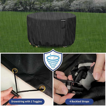 Weatherproof Circular Patio Table Cover with Ventilation – 600D Oxford Fabric, Adjustable Drawstring, UV-Resistant Protection for Round