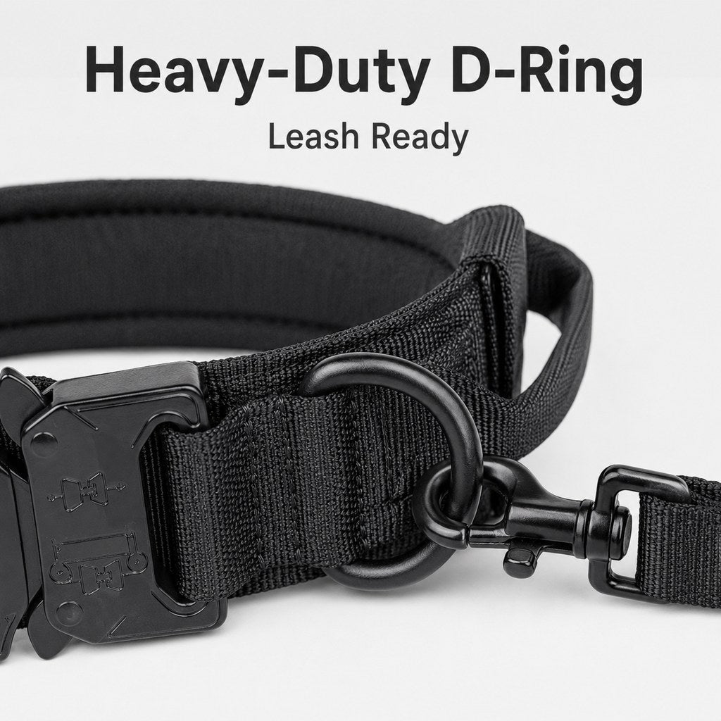 Ortekor Heavy-Duty Tactical Dog Collar for Walks & Training - Padded Handle Control for Strong Large Dogs