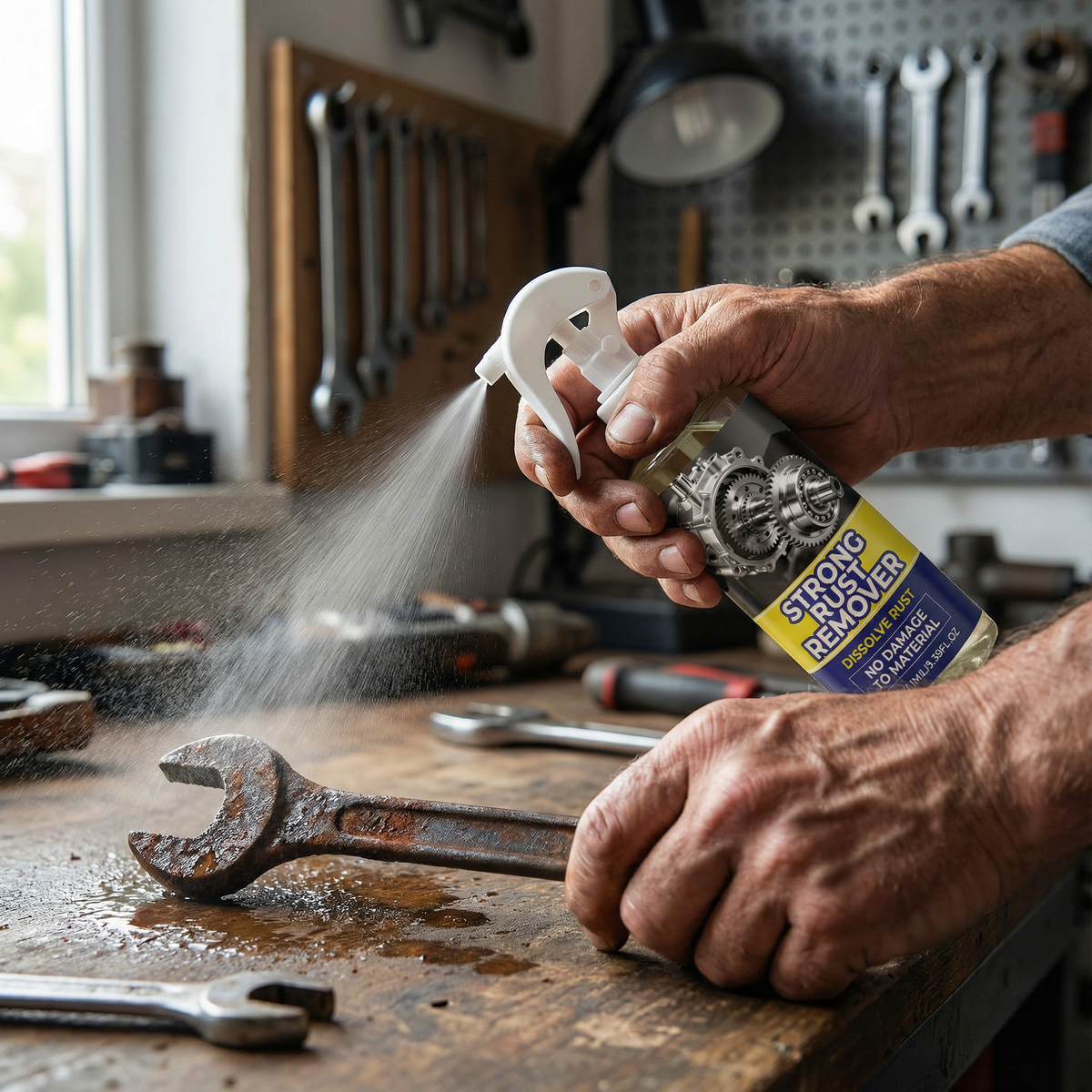 Corrosion Dissolver Spray for Metal Tools and Equipment – Iron Steel Chrome Oxidation Treatment – Works in Minutes for Workshop Garage Garde
