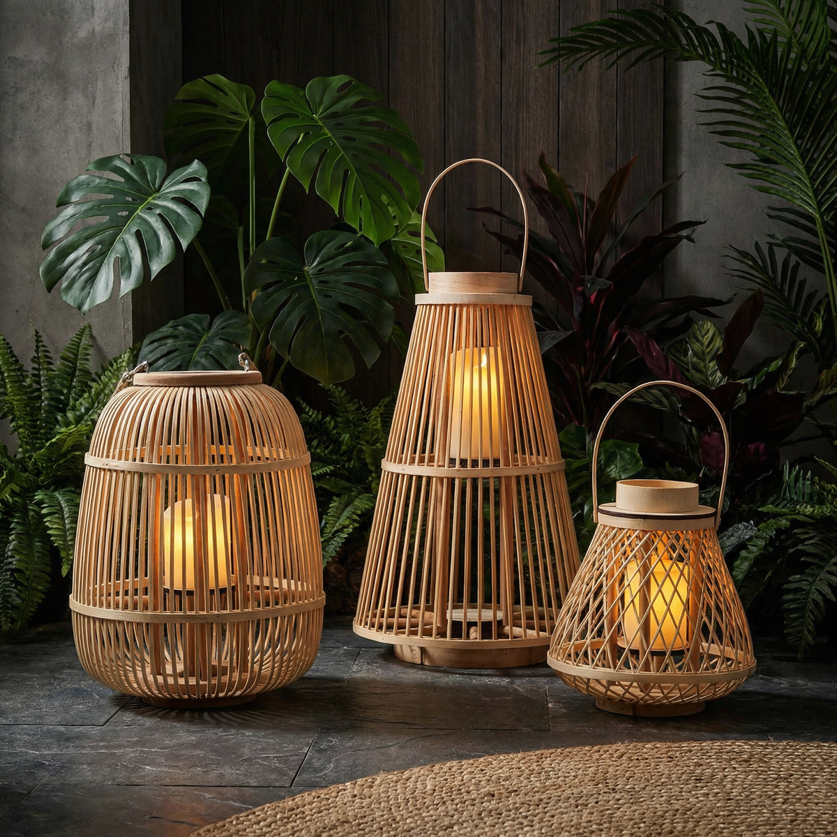 Lanterne tressée à piles avec bougie LED sans flamme pour terrasse, jardin, table, décoration suspendue, éclairage d'appoint sans fil intérieur et extérieur