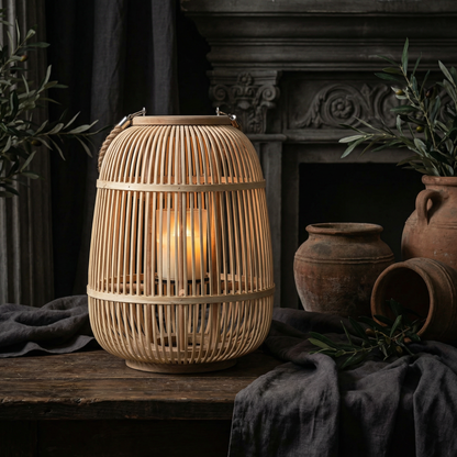 Lanterne tressée à piles avec bougie LED sans flamme pour terrasse, jardin, table, décoration suspendue, éclairage d'appoint sans fil intérieur et extérieur