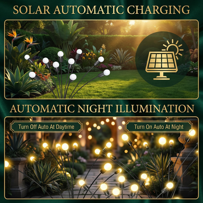 Motion-Activated Pathway Lights Outdoor Solar Powered LED Stakes Garden Yard Decor Dancing Landscape Illumination for Walkways Driveways Flo