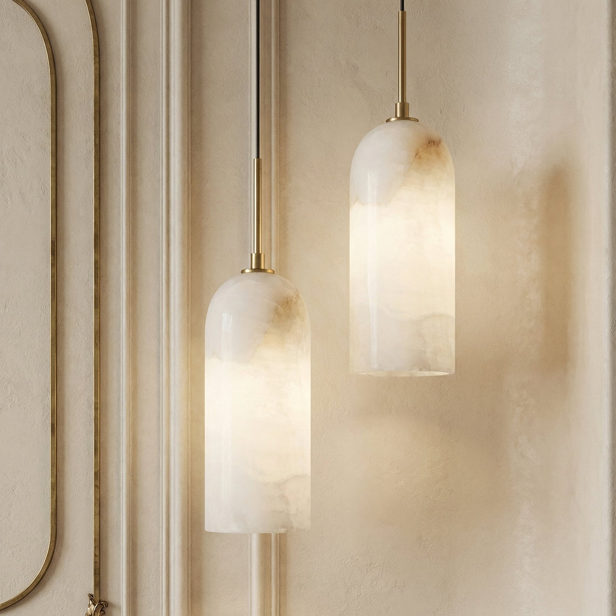 Hanging Ceiling Fixture White Stone Shade 10 Inch Cord Adjustable to 59 Inches E27 Socket Kitchen Counter Overhead Dining Table Décor Contem