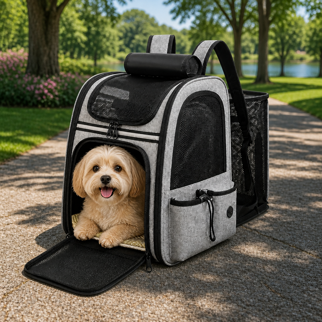 Ortekor Breathable Mesh & Water-Repellent Pet Backpack Carrier (Collapsible)