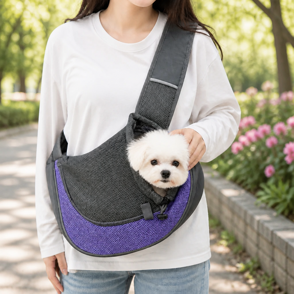 Ortekor Breathable Mesh & Adjustable Crossbody Dog Sling Carrier