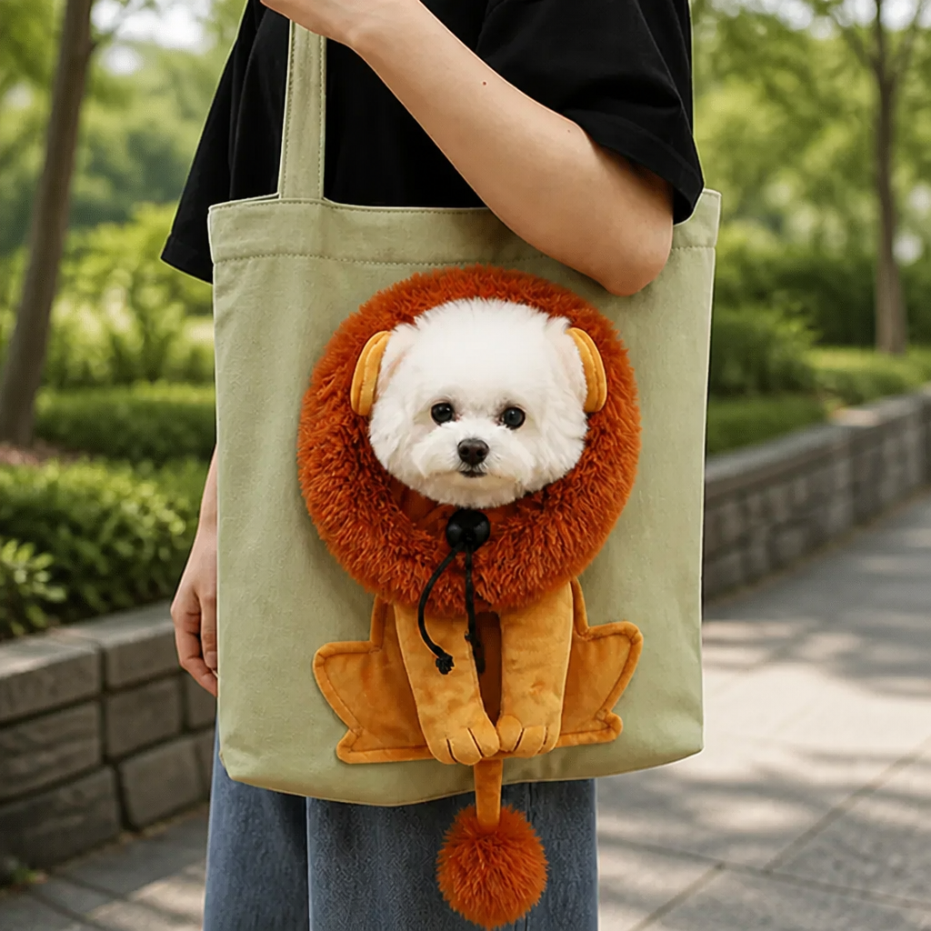 Ortekor Lion-Shaped Cotton Canvas Shoulder Carrier (Adjustable Zip)