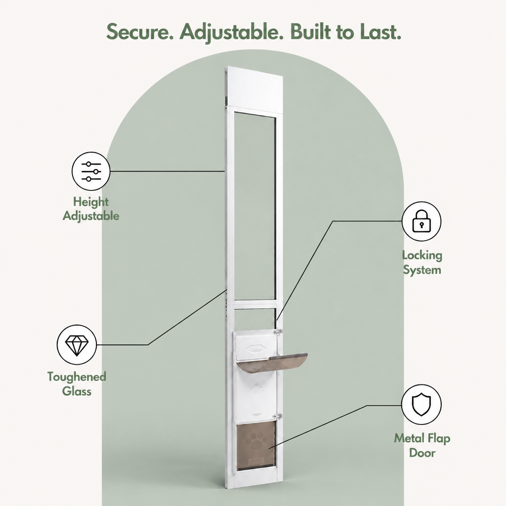 Ortekor Adjustable Height & Secure Lock Sliding Pet Door