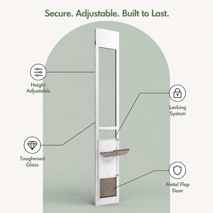 Ortekor Adjustable Height & Secure Lock Sliding Pet Door