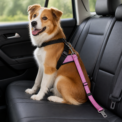 Ortekor Adjustable Breathable Mesh Dog Car Harness (Elastic Seatbelt Tether)