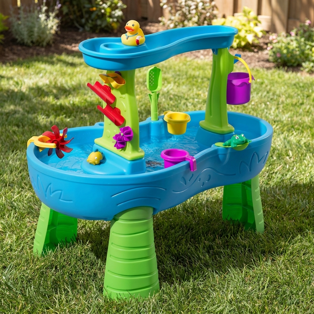 Water Play Table for Toddlers with Waterfall, Spinners & 13 Accessories