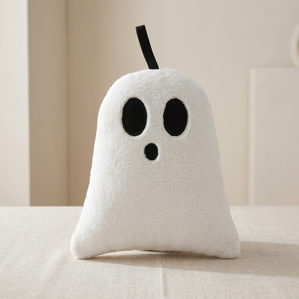 Glimmer Ghost Hand Towel - Soft Coral Fleece, Halloween Decor