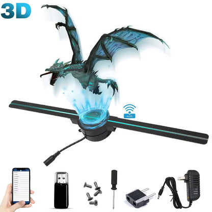 3D Holographic Fan Display – App-Controlled Floating LED Projector for Retail, Events & Advertising