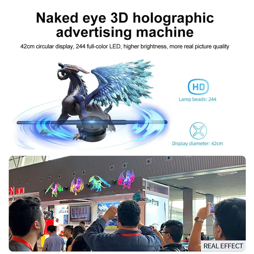 3D Holographic Fan Display – App-Controlled Floating LED Projector for Retail, Events & Advertising