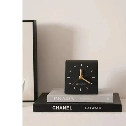 Ceramic Tabletop Clock Silent Quartz Movement 4.8 Inch Rounded Minimalist Timepiece for Bedroom Nightstand Office Desk Home Decor Battery Op
