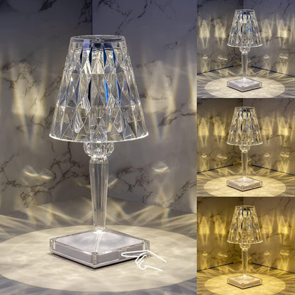 Lampe de bureau LED de luxe en cristal au design étincelant