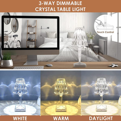 Lampe de bureau LED de luxe en cristal au design étincelant
