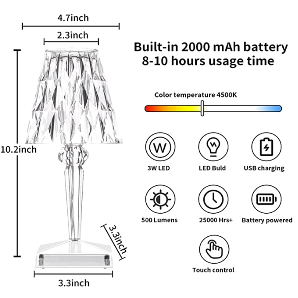 Lampe de bureau LED de luxe en cristal au design étincelant