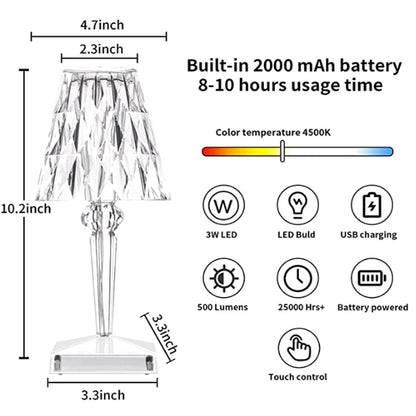 Lampe de bureau LED de luxe en cristal au design étincelant