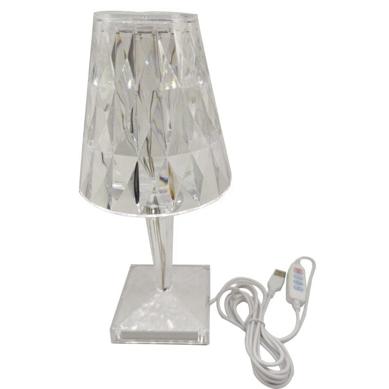 Rechargeable Crystal Table Lamp – Touch Control LED Desk Light with Multi-Color Modes – Cordless Diamond Accent Lamp for Bedroom