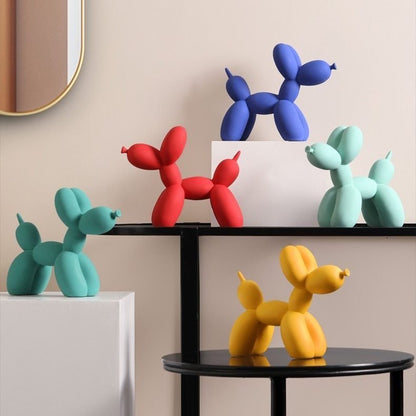 Glossy Resin Balloon Pup Figurine 8.5 Inch Abstract Modern Art Accent for Desk Shelf Mantel Contemporary Home Office Decor Statement Piece