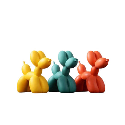 Glossy Resin Balloon Pup Figurine 8.5 Inch Abstract Modern Art Accent for Desk Shelf Mantel Contemporary Home Office Decor Statement Piece