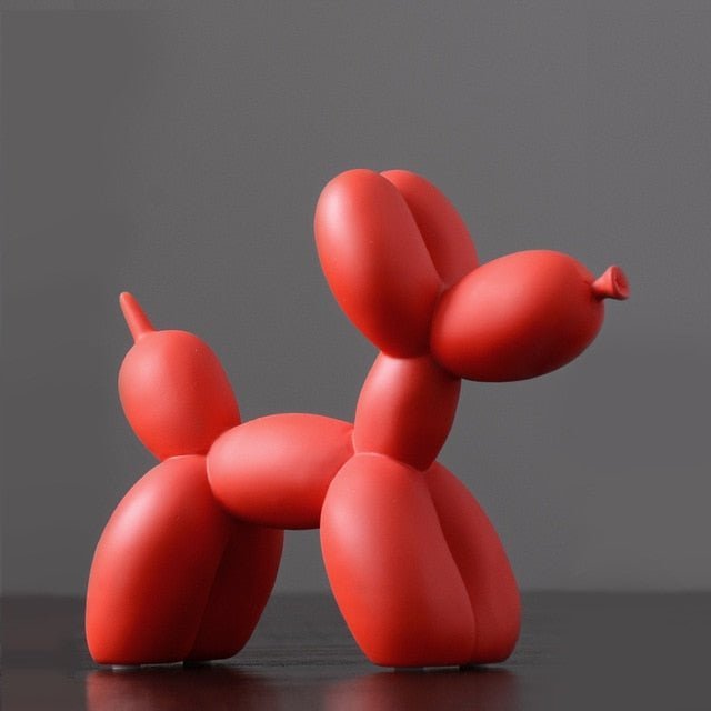 Glossy Resin Balloon Pup Figurine 8.5 Inch Abstract Modern Art Accent for Desk Shelf Mantel Contemporary Home Office Decor Statement Piece