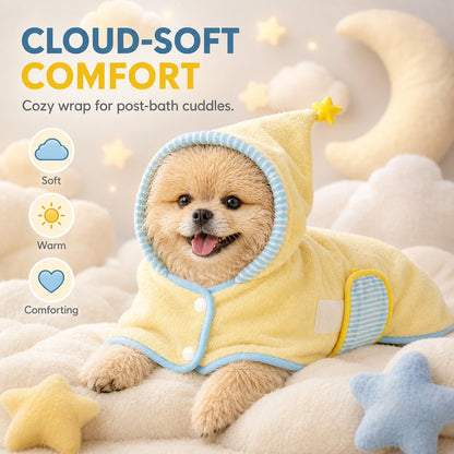 Ortekor Hooded Pet Drying Robe for Dogs & Cats - Fast Absorbent Wearable Towel for Bath, Rain & Swim to Keep Pets Dry, Warm & Home Clean