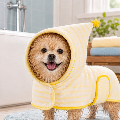 Ortekor Hooded Pet Drying Robe for Dogs & Cats - Fast Absorbent Wearable Towel for Bath, Rain & Swim to Keep Pets Dry, Warm & Home Clean