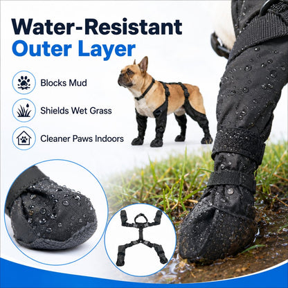 Ortekor Stay-On Waterproof Dog Walking Boots for Rain, Mud & Hot Pavement - Anti-Slip Paw Protection Suit