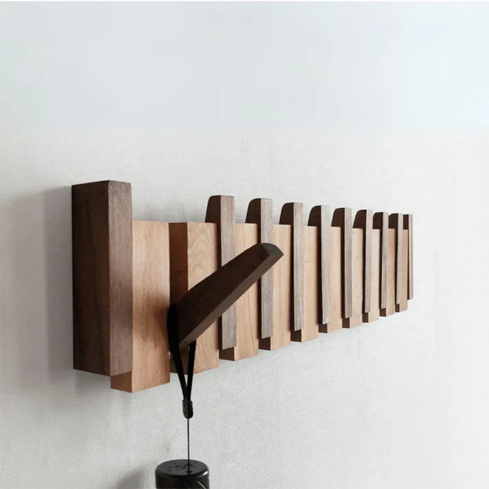 Piano Key Wall Coat Rack with Multiple Hooks – Solid Wood Musical Design for Entryway, Hallway & Bedroom | Space-Saving Hanger