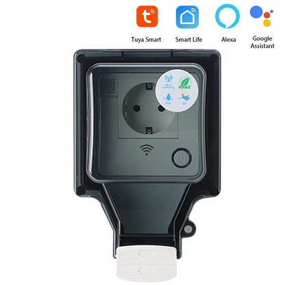 Outdoor WiFi Smart Plug IP66 Weatherproof Wireless Outlet for Garden Lights Pool Pump Remote Control Voice Compatible