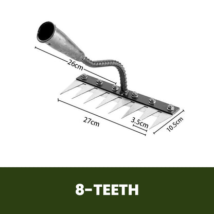 Interchangeable Garden Cultivator Head for Soil Prep & Weeding | Carbon Steel Attachment for Wood Handle, 4 Tine Configurations