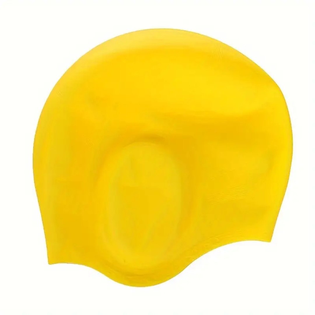 Silicone Swim Cap with Ear Pockets for Pool Training & Long Hair Protection – Waterproof & Tear-Resistant